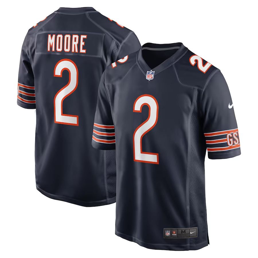 Men Chicago Bears 2 D.J. Moore Nike Navy Team Color Game NFL Jersey
